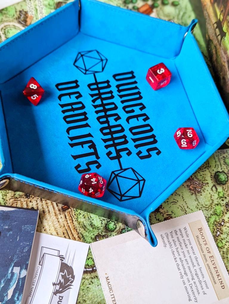 DND Dungeons Dragons Deadlifts RPG Dice Rolling Collapsible Tray