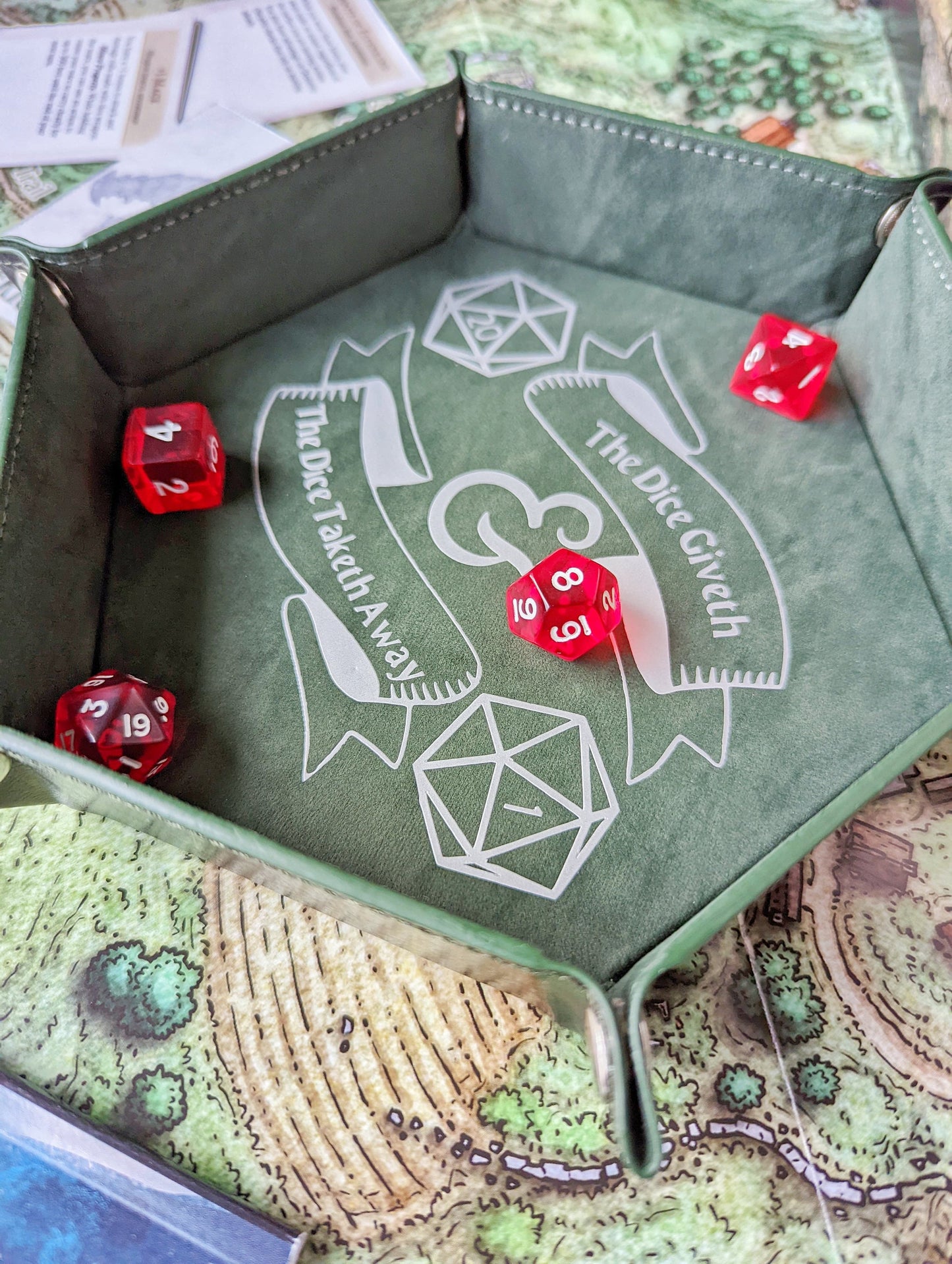 The Dice Giveth and the Dice Taketh Away DND RPG Collapsible Dice Rolling Tray