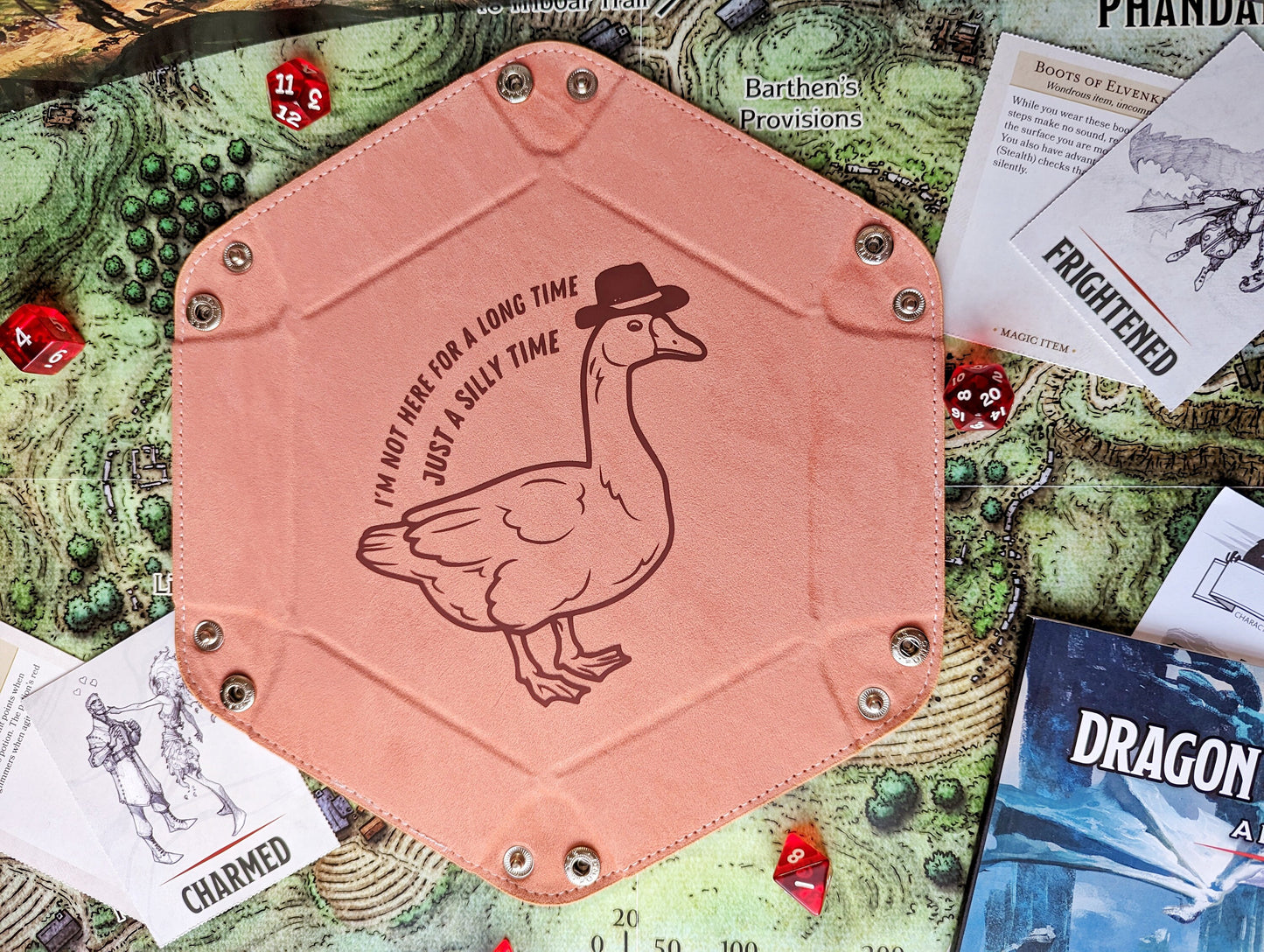 Silly Goose in a Cowboy Hat DND RPG Dice Rolling Collapsible Tray