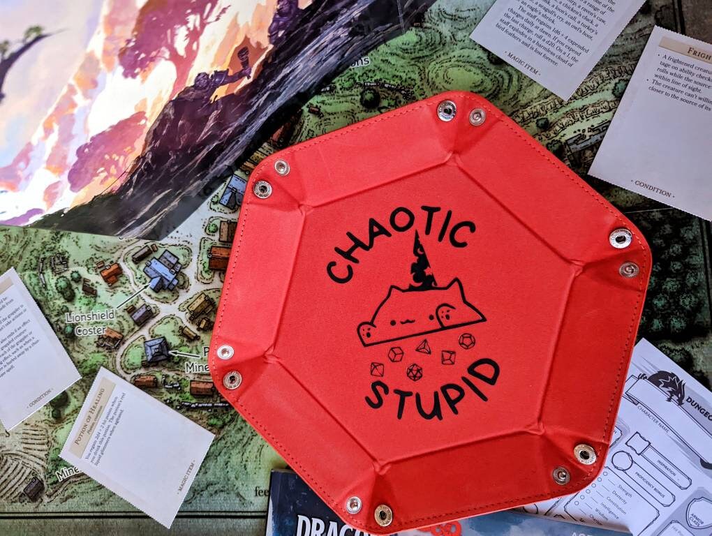 DND RPG Chaotic Stupid Funny Dice Rolling Collapsible Tray