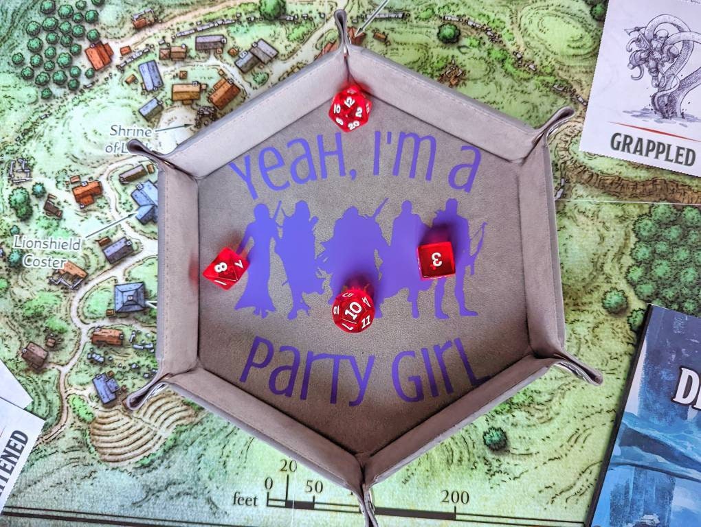 Yeah, I'm a party Girl DND RPG Dice Rolling Collapsible Tray