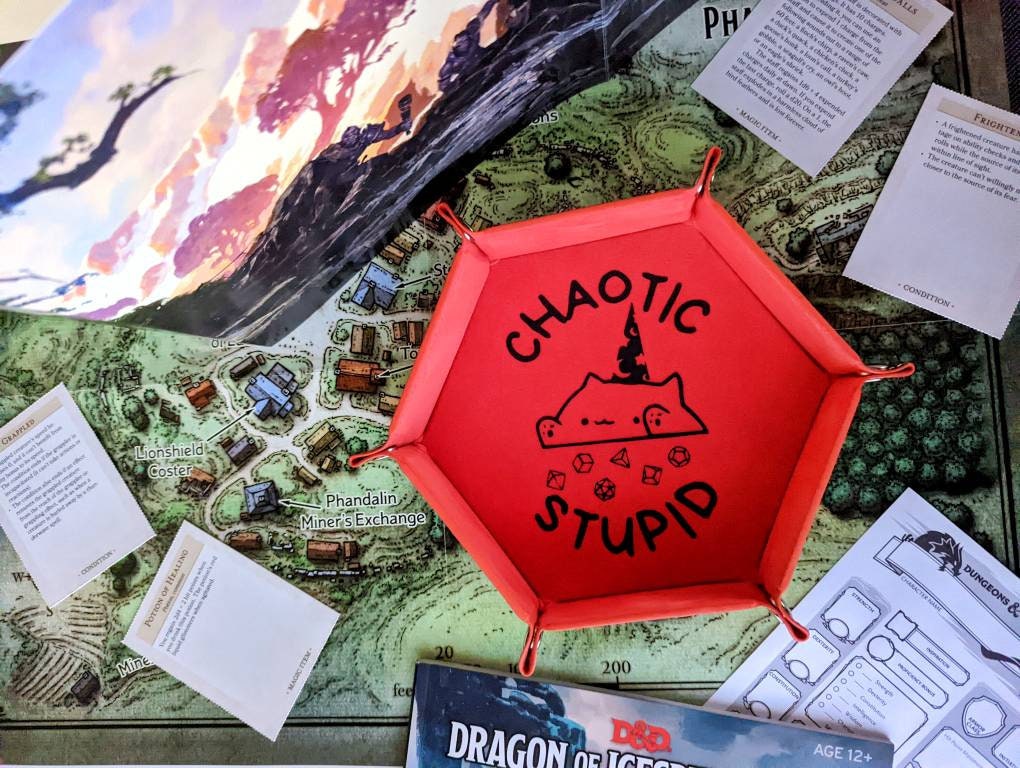 DND RPG Chaotic Stupid Funny Dice Rolling Collapsible Tray