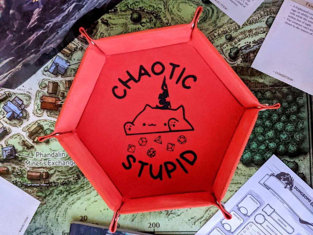 DND RPG Chaotic Stupid Funny Dice Rolling Collapsible Tray