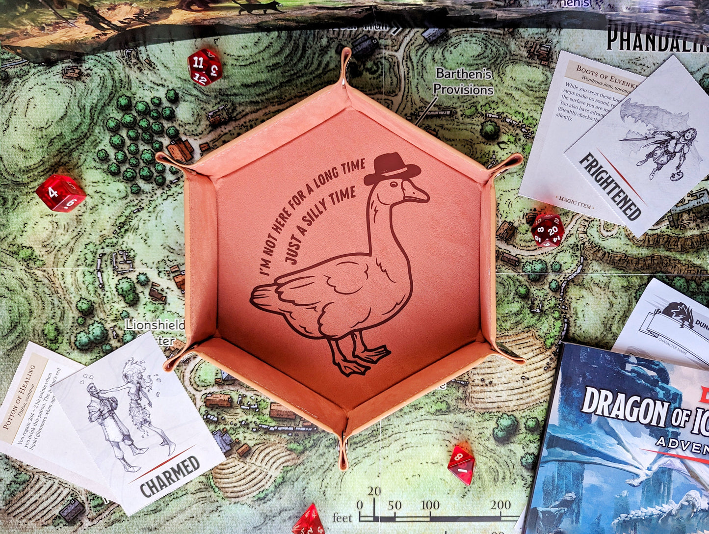 Silly Goose in a Cowboy Hat DND RPG Dice Rolling Collapsible Tray