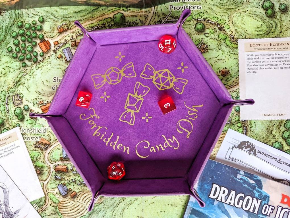 DND RPG Forbidden Candy Dish Funny Dice Rolling Collapsible Tray