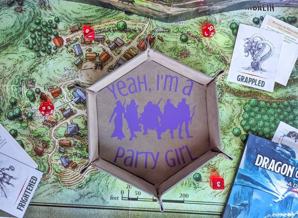 Yeah, I'm a party Girl DND RPG Dice Rolling Collapsible Tray