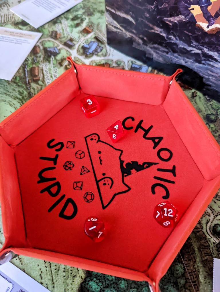 DND RPG Chaotic Stupid Funny Dice Rolling Collapsible Tray