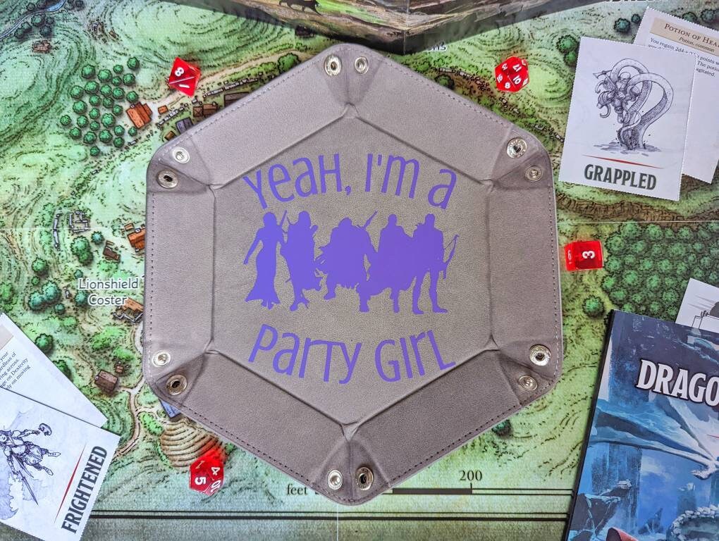 Yeah, I'm a party Girl DND RPG Dice Rolling Collapsible Tray