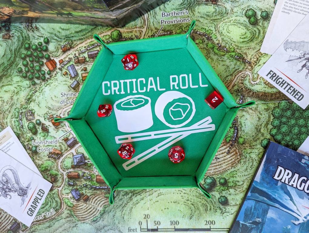 DND RPG Critical Role Funny Sushi Dice Rolling Collapsible Tray