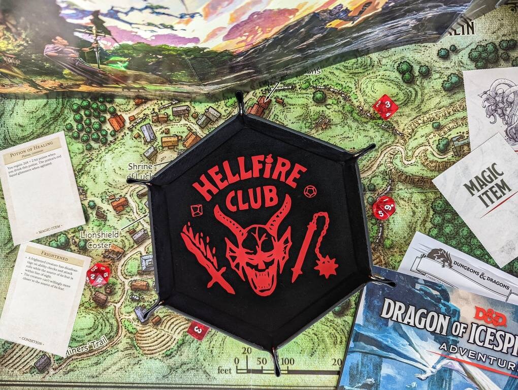 Your Fave DND Club Stranger Things Hellfire RPG Dice Rolling Collapsible Tray