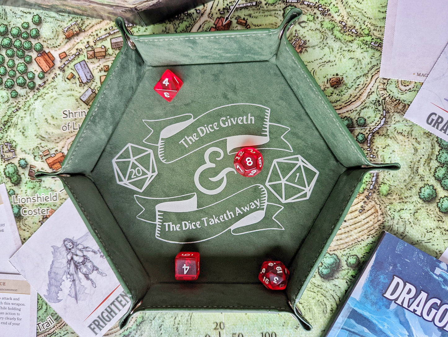 The Dice Giveth and the Dice Taketh Away DND RPG Collapsible Dice Rolling Tray