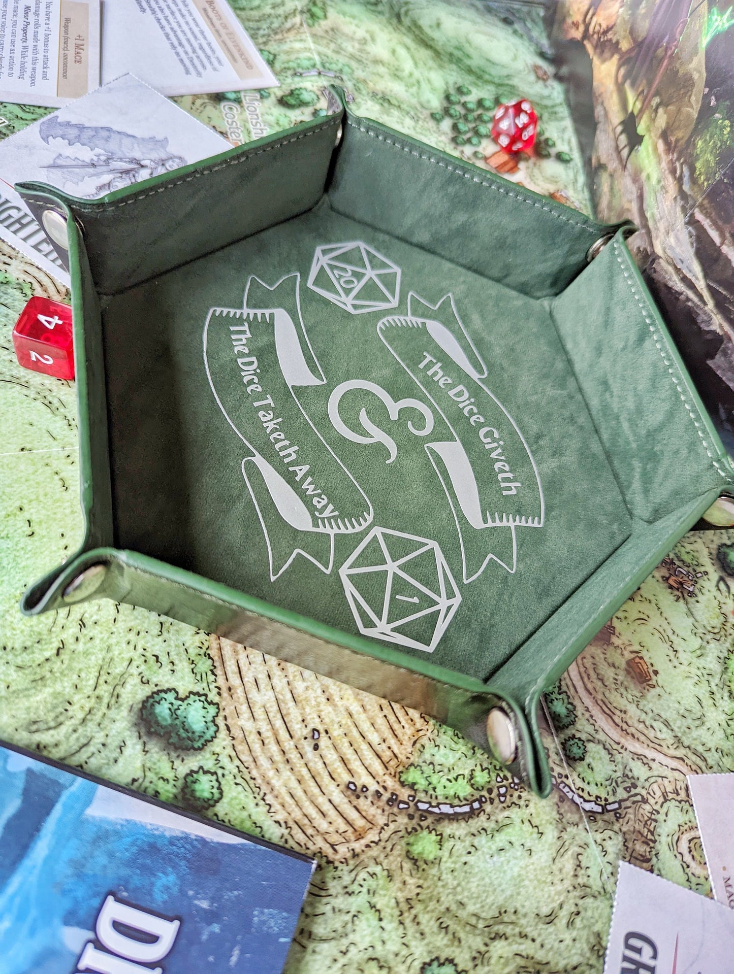 The Dice Giveth and the Dice Taketh Away DND RPG Collapsible Dice Rolling Tray