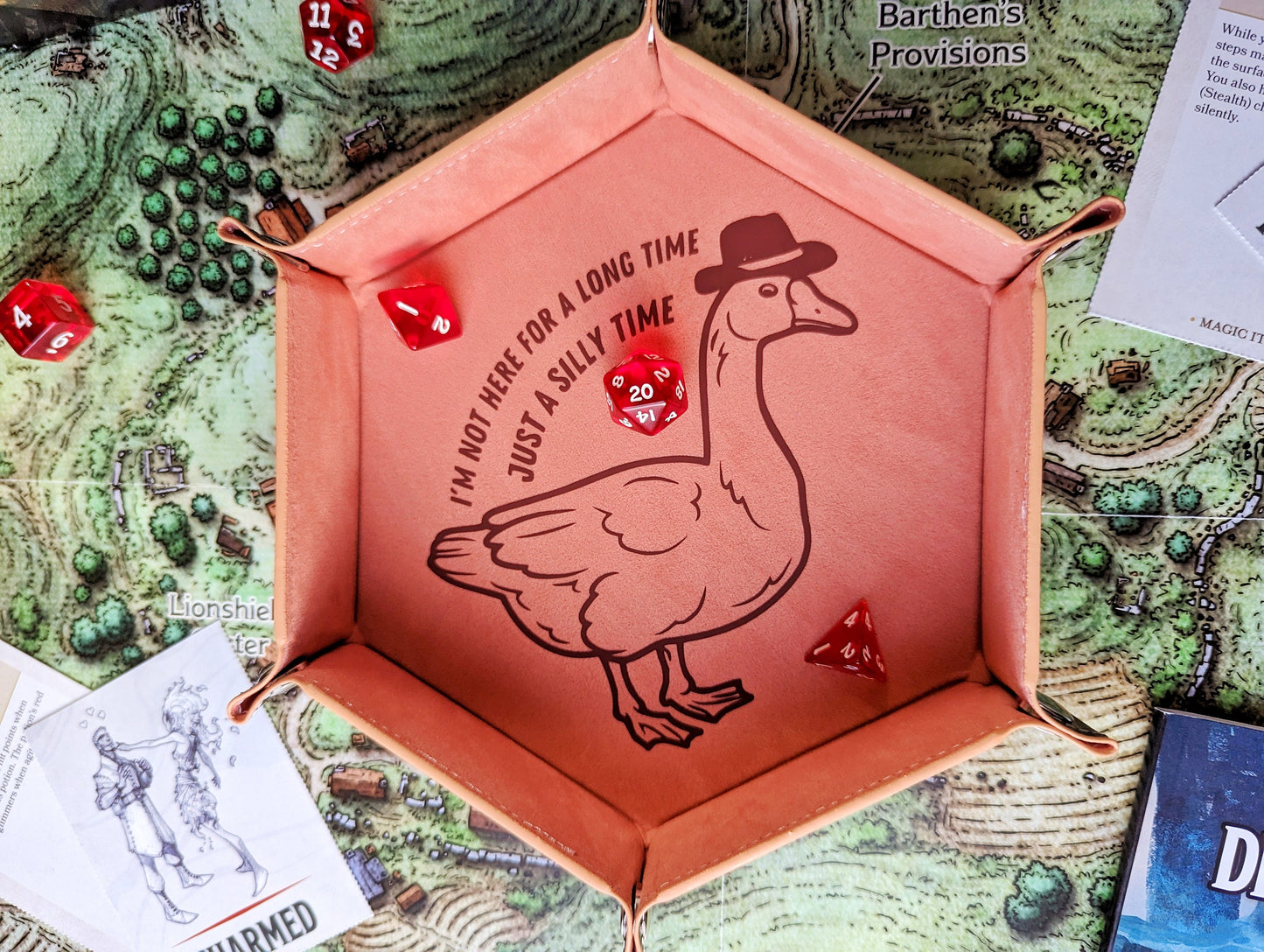 Silly Goose in a Cowboy Hat DND RPG Dice Rolling Collapsible Tray